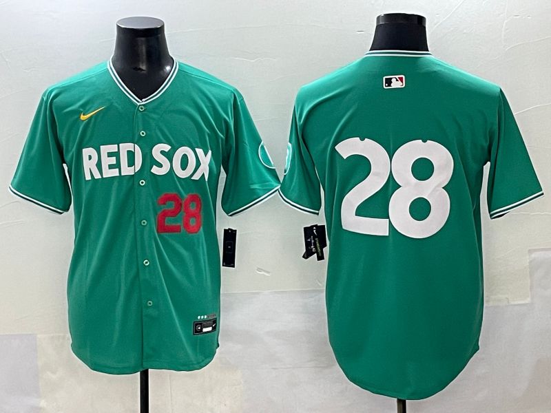 Men 2025 Boston Red Sox 28 No Name Green Joint Name Nike MLB Jersey style 4